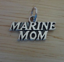 says Marine Mom Military Sterling Silver Charm