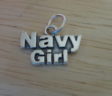 says Navy Girl Military Sterling Silver Charm