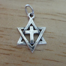 16x22mm Star of David with Cross Sterling Silver Charm
