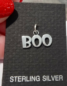 18x15mm Halloween says Boo Sterling Silver Charm