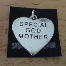 21x20mm says Special God Mother Godmother Heart Sterling Silver Charm