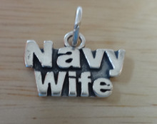 says Navy Wife Military Sterling Silver Charm