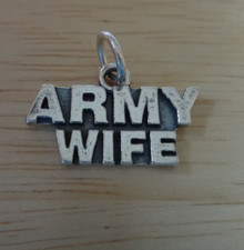 says Army Wife Military Sterling Silver Charm
