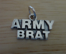 says Army Brat Military Sterling Silver Charm