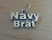 says Navy Brat Military Sterling Silver Charm