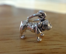 Tiny 11x13mm 3D Bulldog Dog Sterling Silver Charm