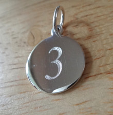 15mm Number 3 Engraveable Sterling Silver Charm