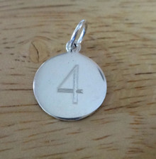 15mm Number 4 Engraveable Sterling Silver Charm