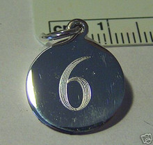 15mm Number 6 Engraveable Sterling Silver Charm