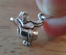 3D 16x16mm  Side Saddle Tack Sterling Silver Charm