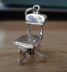 13x18mm Detailed Office Chair Sterling Silver Charm
