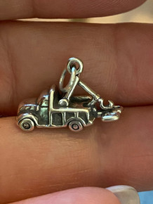 3D 19x13mm Detailed Tow Wrecker Truck Sterling Silver Charm