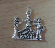 20x20mm says Adopt a Kid Family Adoption Sterling Silver Charm