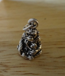 3D 11x17mm Gorilla with baby Sterling Silver Charm