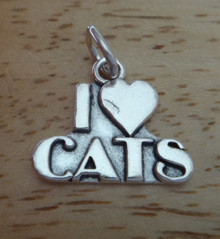 says I Love (heart) Cats Sterling Silver Charm