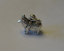 Tiny 9x12mm Solid Collie Dog Sterling Silver Charm