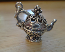 3D 20x19mm Fancy 5g  Movable Coffee Pot Teapot Sterling Silver Charm