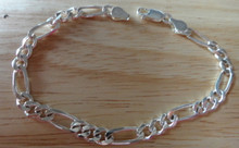 9" Lg 6 mm Figaro 11gr Sterling Silver Chain Men's Bracelet
