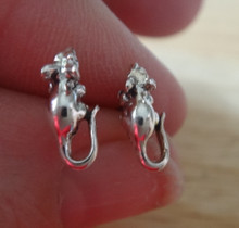 5x11mm Tiny Rat or Mouse Sterling Silver Stud Earrings