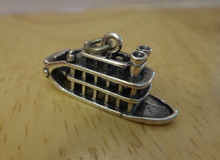 12x25mm Mississippi River Paddle Boat Sterling Silver Charm