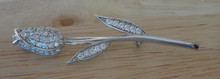 Clear Crystals on Large Tulip Sterling Silver Pin