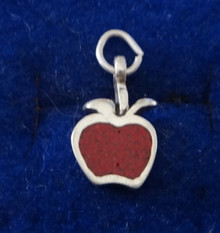 Small Red Apple Sterling Silver Cross Charm