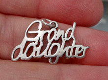 23x14mm Cursive says GRAND DAUGHTER Sterling Silver charm