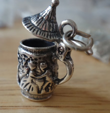 3D 11x22mm 5-6g Movable German Beer Stein Sterling Silver Charm