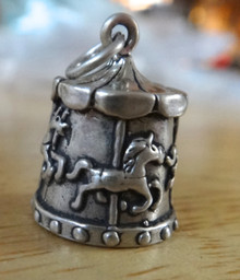3D 13x15mm Heavy Merry Go Round Carousel Horse Sterling Silver  Charm