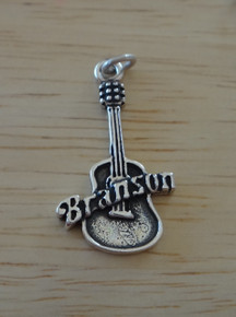 25x14mm Guitar says Branson Sterling Silver Charm