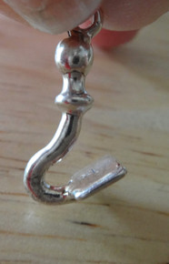 3D 7x16mm Garden Hoe Hand Tool Sterling Silver Charm