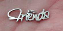 25x9mm Cursive says FRIENDS Sterling Silver charm