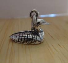 Small 3D Loon Duck Goose Decoy Sterling Silver Charm