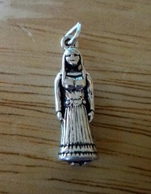 3D 7x25mm Indian Maid Maiden with Papoose 3.5g Sterling Silver Charm