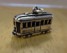 18x12mm 3D Street Cable Trolley Car New Orleans San Francisco Sterling Silver Charm