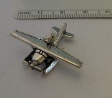 3D 24x23mm Pontoon Airplane Travel Sterling Silver Charm