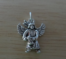 3D 14x18mm Indian Ceremony Dancer with drum Sterling Silver Charm