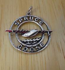 Hercules Airplane Spruce Goose Sterling Silver Charm