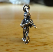 8x20mm Girl in long dress playing Violin Sterling Silver Charm