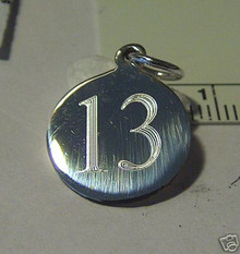15mm Engraveable Number 13 Sterling Silver Charm