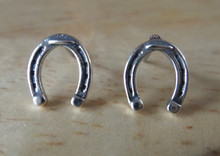 TINY 8x9mm Horseshoe Horse Sterling Silver Stud Earrings