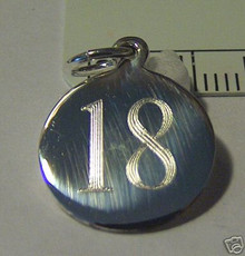 15mm Engraveable Number 18 Sterling Silver Charm