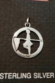 18mm Flag Corps Color Guard Girl Sterling Silver Charm