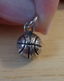 2D 10mm small 1/2 Basketball Sterling Silver Charm