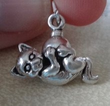19x16mm 3D 6 gram Cat playing with Christmas Ornament Sterling Silver Charm