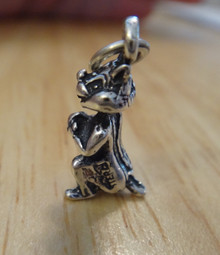 3D 9x17mm Chipmunk Holding a Nut or Acorn Sterling Silver Charm