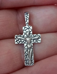 13x27mm Modern Crucifix Cross Sterling Silver Pendant Charm
