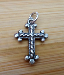 14x19mm Cross with Rope Design Sterling Silver Charm
