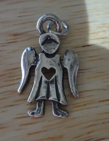 25x14mm Angel with a Heart Sterling Silver Charm