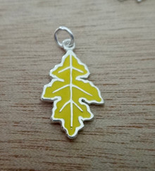 22x13mm Yellow Enamel Oak Leaf Sterling Silver Charm